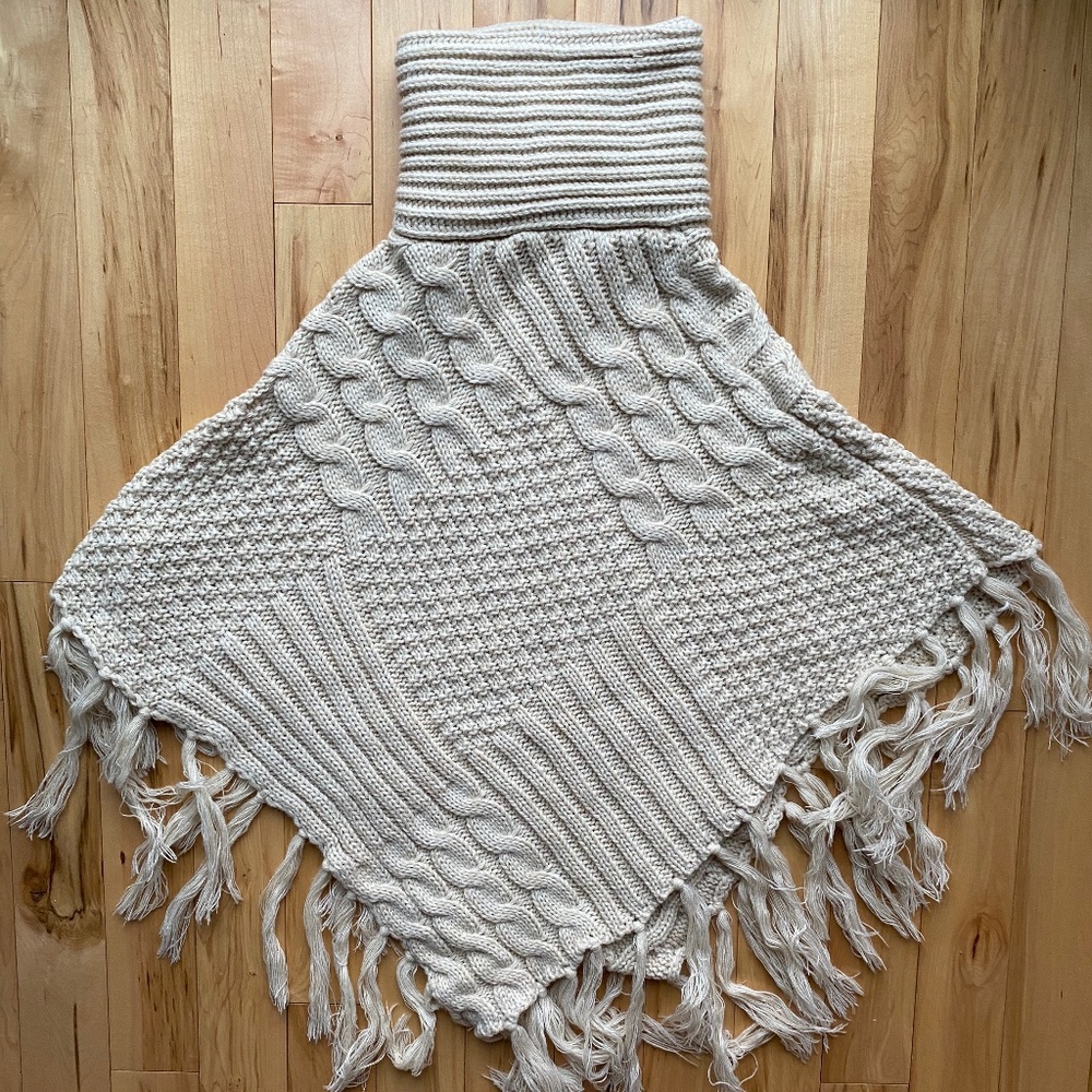 Tickled Pink Patchwork Knit Poncho - image 1